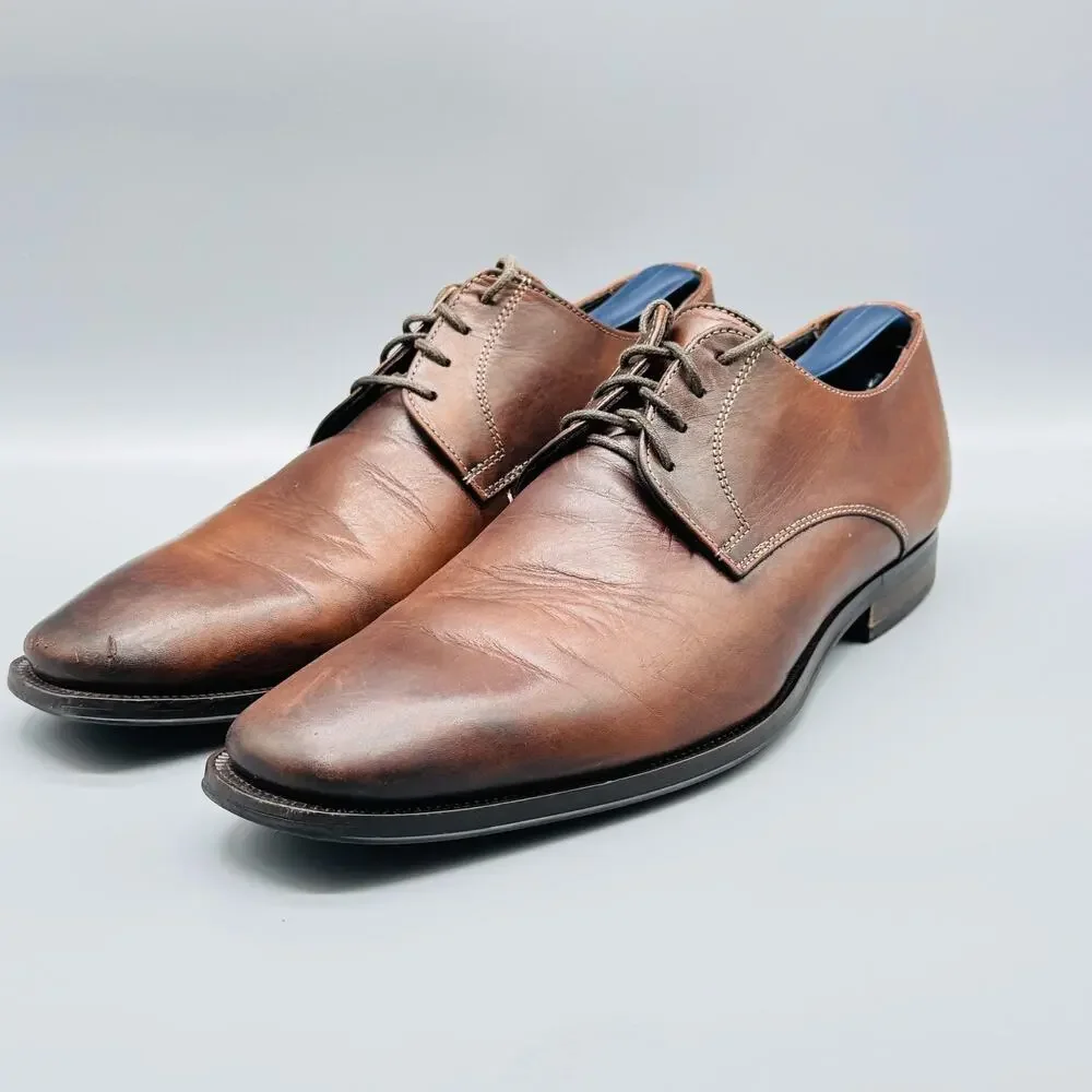 To Boot New York Shoes Mens 8 Brown Leather Derby Oxford Lace Up Dress Formal